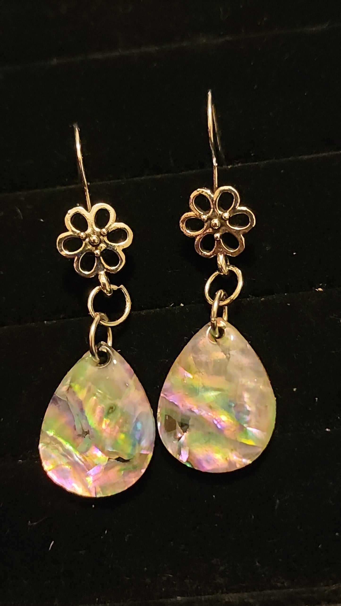 Faux Abalone Daisy Dangles
