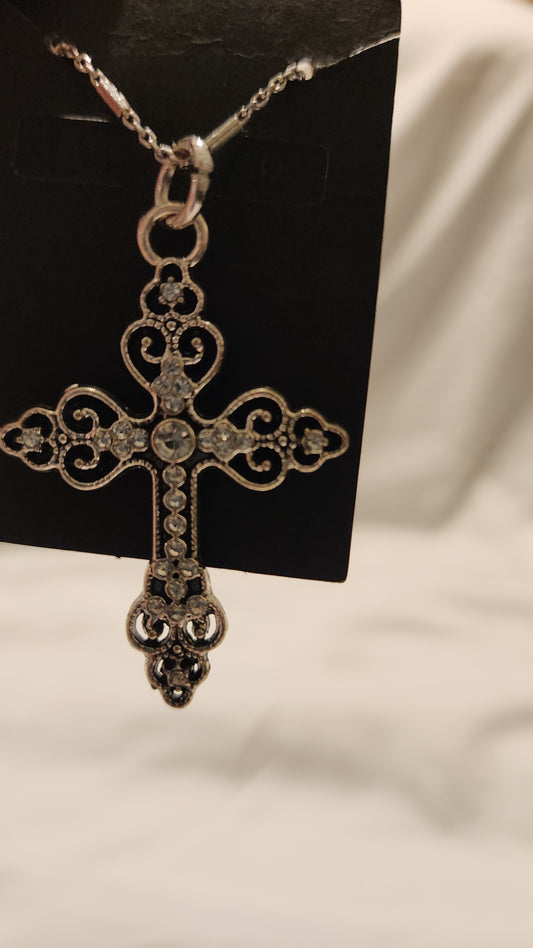 Silver and crystal Cross
